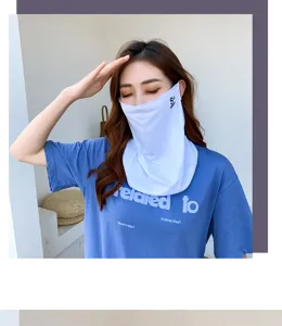 Ice silk sun protection face mask and neck guard for summer outdoor ultraviolet blocking.