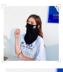 Ice silk sun protection face mask and neck gaiter for women, breathable UV block summer cycling mask.