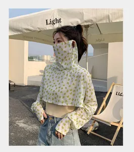 Summer sun protection face cover shawl lightweight breathable anti-UV outdoor riding sunshade top