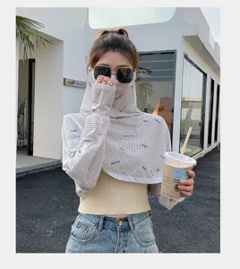 Summer sun protection shawl sleeves anti UV face cover sunshade breathable clothing