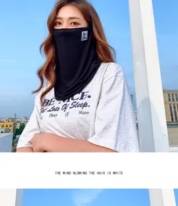Sun protection face mask neck gaiter ice silk breathable summer UV shield for women