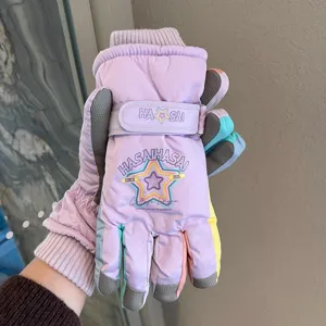 Women winter ski gloves thick warm windproof thermal cycling gloves with touch screen fingers