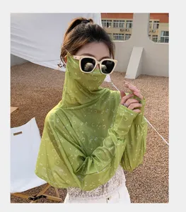 Summer sun protection shawl with sleeves face mask UV protection breathable outdoor fabric