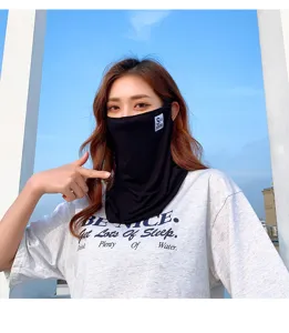 Breathable ice silk sun protection face mask and neck guard for summer outdoor sports.