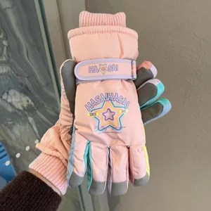 Women thermal ski gloves windproof warm waterproof snow sports snowboarding five fingers touch screen