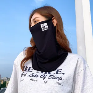 Sun protection face mask summer breathable ice silk neck cover uv protection full face shield