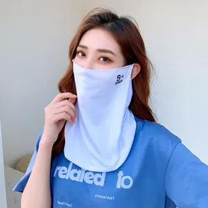 Ice silk sun protection face mask breathable UV block neck gaiter for women summer outdoor wear