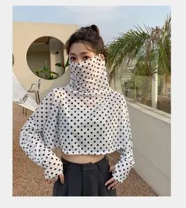 Women summer polka dot sun protection shawl face cover breathable outdoor riding sleeve top