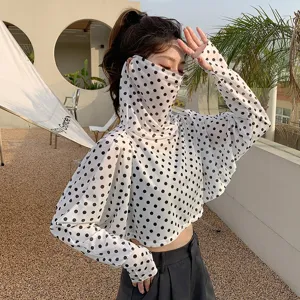 Women Summer Sun Protection Shawl Face Mask UV Protection Long Sleeve Anti-UV Breathable Outdoor Sunscreen Top