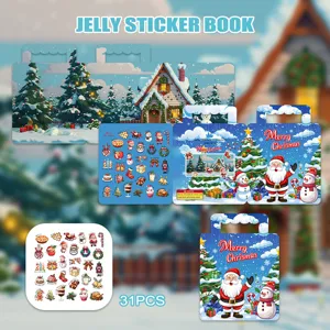Details of Christmas jelly sticker book, featuring cute kids educational toy elements.