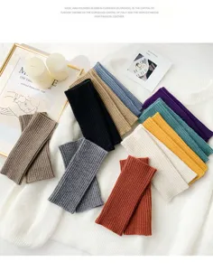 Women winter thick warm half finger knit gloves, soft fingerless gloves for typing.