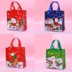 Christmas Santa Claus Snowman Elk Gift Non-Woven Bag Waterproof Cartoon Festive Party Packaging Bag