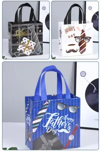 Borsa regalo non tessuta festa del papà con stampa cravatta, shopper resistente per confezioni.