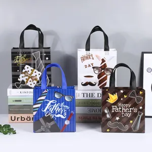Borsa Regalo in Tessuto Non Tessuto per la Festa del Papà Borsa della Spesa Riutilizzabile Laminata con Manico Borsa per Imballaggio Abbigliamento Articoli per Feste