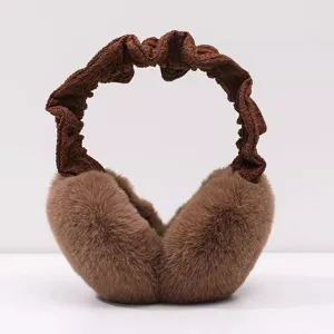Chauffe-oreilles Chauds en Peluche Épaisse Hiver Doux Fausse Fourrure de Lapin Protège-oreilles Extérieur Temps Froid Pour Femmes