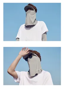 Summer ice silk sun protection face mask with visor for outdoor uv blocking breathable
