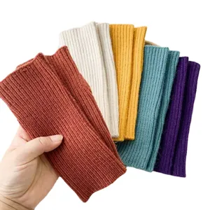 Knitted fingerless gloves winter warm arm warmers soft elastic solid color student wear