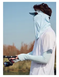 Detail shot of the summer ice silk sun protection face mask and cooling arm sleeves.