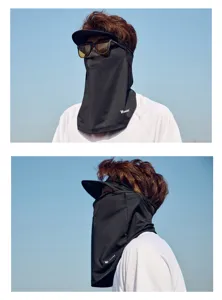 Summer ice silk sun protection face mask with integrated brim, UV blocking breathable design.
