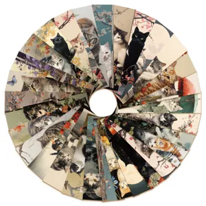 Japanese style cat bookmarks cute kitten page clips traditional art design paper stationery set