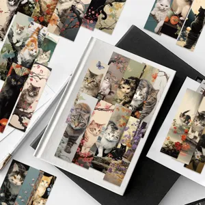 Japanese style cat bookmarks set artistic kitten page markers for reading and gifts