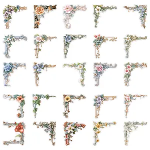 Vintage bloem hoek PET stickers voor dagboek notebook decoratie waterdichte hobby knutsel.