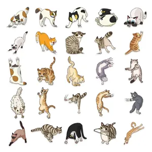 Détail d'autocollant chat mignon, matériau PET étanche pour coque de téléphone et agenda.