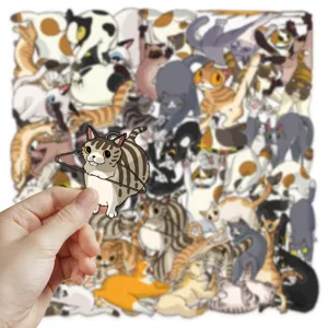 50 Pcs Autocollants Chat Étanche PET Transparent Décalcomanies pour Coque de Téléphone
