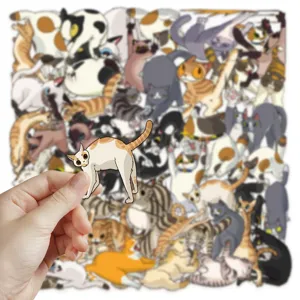 Lot d'autocollants de chats transparents PET étanches mignons pour carnet et téléphone.