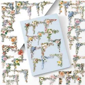 Vintage bloemen frame stickers voor dagboek scrapbook, waterdichte PET decoratieve stickers.