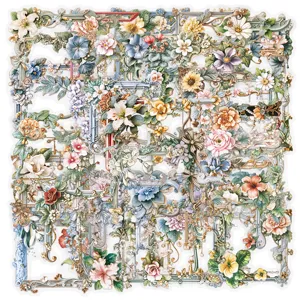 Retro Bloemen Fotolijst Stickers Vintage Literaire Dagboek Scrapbook Deco Materiaal PET Waterdichte Stickers