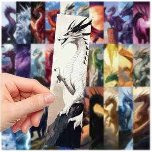 Dragon wing paper bookmark set detail, vintage cartoon design for reading and planner decoration.