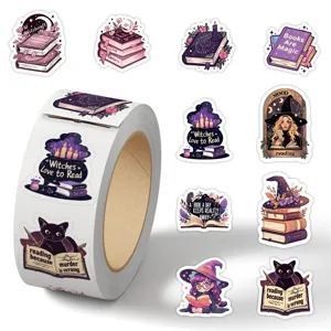 Bookish Cartoon Sticker Roll Waterproof Self Adhesive Aesthetic Decals For Notebook Envelope Journal Scrapbook Stationery