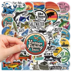 Lot d'autocollants de pêche imperméables, autocollant animal mignon pour ordinateur.