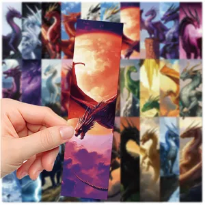 Cartoon retro dragon wing bookmarks set for reading books and journal planner decoration.