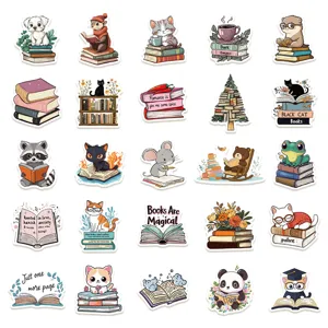 Adesivi carini animali lettura impermeabili sticker estetico cartone animato per laptop