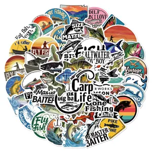 50 Pcs Autocollants de Pêche Stickers Imperméables pour Ordinateur Portable Valise Bagage