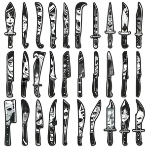 30pcs Horror Anime Knife Bookmarks Creative Black And White Manga Page Markers For Reading