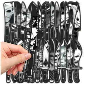 30pcs horror knife bookmarks set, creative black and white creepy design for reading and page marking.