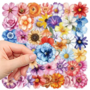 50pcs retro floral stickers waterproof PET aesthetic stickers for water bottle laptop crafts