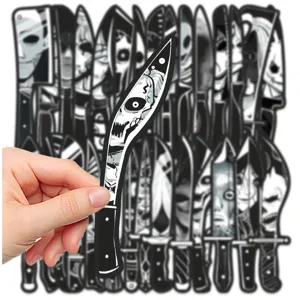 Gothic horror knife bookmarks set, black and white skull art reading page markers.