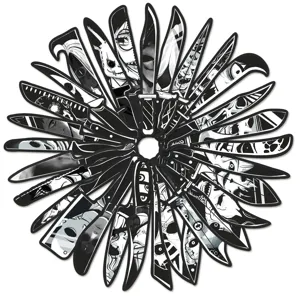 Black and white anime style knife shape creative bookmarks for students reading and page marker cards.