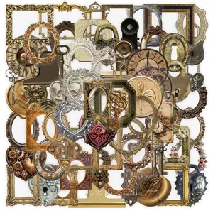 50pcs autocollants PET de cadre photo creux vintage pour journal DIY scrapbooking déco.