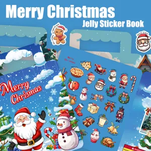Christmas Jelly Sticker Book Reusable PVC Kids Educational Toy Santa Claus Gingerbread Man Window Decals Party Decor