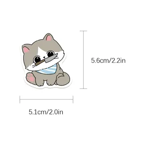 Cartoon knife-wielding cat cute sticker for laptop, guitar, luggage, and DIY decoration.