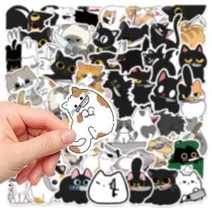 50 Pcs Cute Cartoon Cat Stickers Vinyl Waterproof Decals for Laptop Guitar Luggage DIY