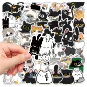 Cartoon cat stickers pack, cute funny kitty decal for laptop, luggage and guitar decor.