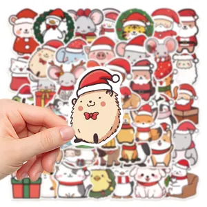 Wasserdichte Weihnachtstier Aufkleber, süße Cartoon Sticker für Laptop, Handy und Journal.