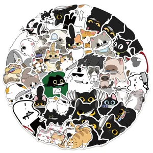 50pcs cute cartoon cat knife graffiti stickers waterproof vinyl decal for laptop luggage guitar