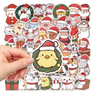 Nahaufnahme süßer Weihnachtstiere Aufkleber, wasserdichte DIY-Aufkleber für Laptop und Handy.